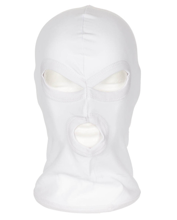 Balaclava, 3 hole, thin, white, 100 % Cotton