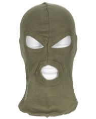 Balaclava, 3 hole, thin, OD green, 100 % Cotton