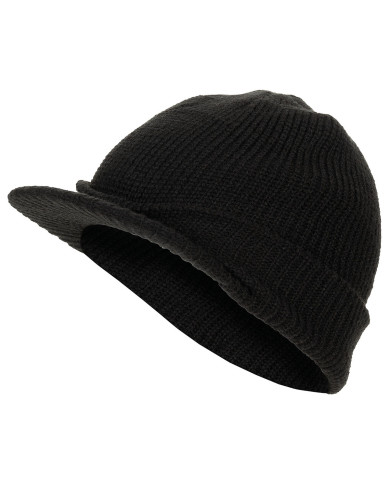 US Watch Cap, with visor, Acrylic, black