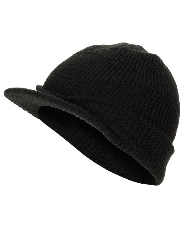 US Watch Cap, with visor, Acrylic, black