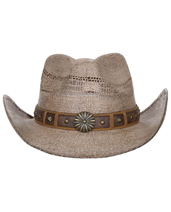 Straw Hat, "Colorado", with hat band, brown