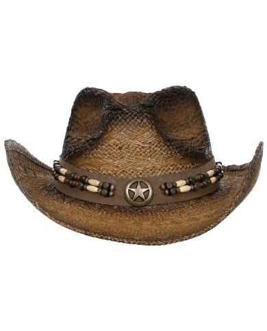 Straw Hat,"Tennessee", with hat band, brown-black