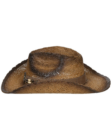 Straw Hat,"Tennessee", with hat band, brown-black