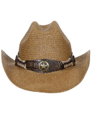 Straw Hat, "Georgia", with hat band, brown