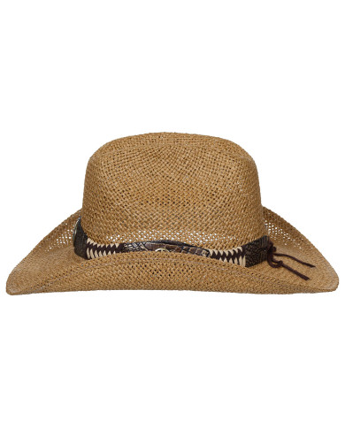 Straw Hat, "Georgia", with hat band, brown