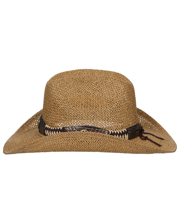 Straw Hat, "Georgia", with hat band, brown