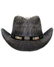 Straw Hat, "Texas" with hat band, black-brown