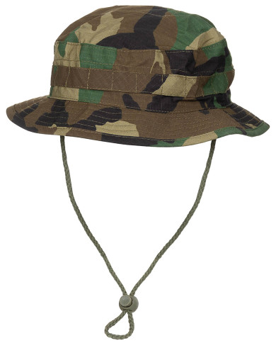 GB Bush Hat, chin strap, SF Boonie, Rip Stop, woodland