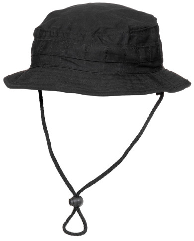GB Bush Hat, chin strap, SF Boonie, Rip Stop, black