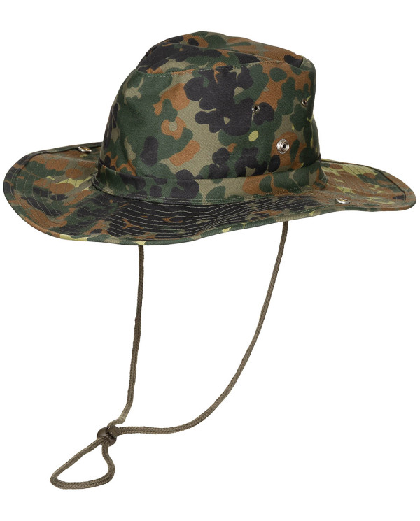 Bush Hat, flecktarn, chin strap, foldable brim