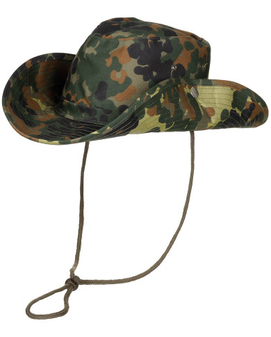 Bush Hat, flecktarn, chin strap, foldable brim