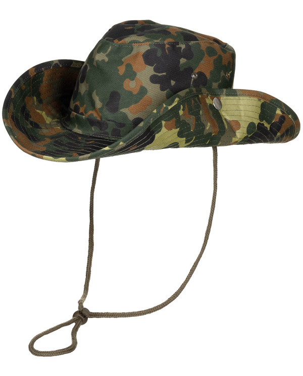 Bush Hat, flecktarn, chin strap, foldable brim
