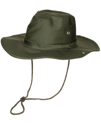 Bush Hat, OD green, chin strap, foldable brim