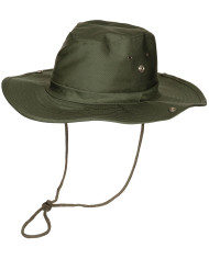 Bush Hat, OD green, chin strap, foldable brim