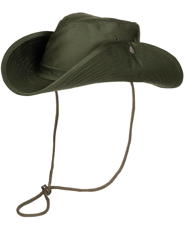 Bush Hat, OD green, chin strap, foldable brim