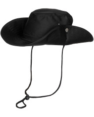 Bush Hat, black, chin strap, foldable brim