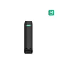 Melns kustību sensors ar elegantu dizainu, paredzēts iekštelpu uzraudzībai un drošībai.