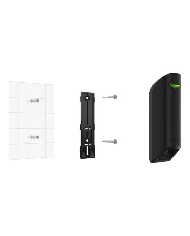 Melns kustību sensors ar elegantu dizainu, paredzēts iekštelpu uzraudzībai un drošībai.