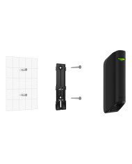Melns kustību sensors ar elegantu dizainu, paredzēts iekštelpu uzraudzībai un drošībai.