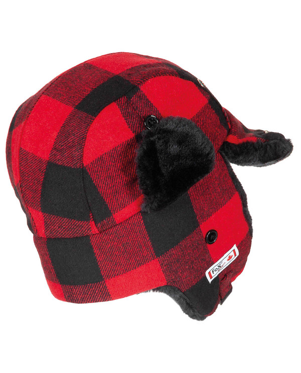 Fur Hat, lumberjack, with fur,  red-black