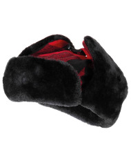 Fur Hat, lumberjack, with fur,  red-black