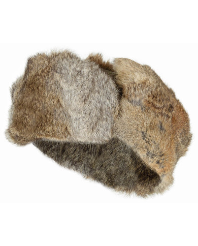 Fur Hat, OD green, brown real fur, quilted lining