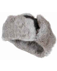 Fur Hat, black, grey real fur, quilted lining
