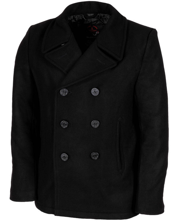 US Pea Coat, black, with black buttons
