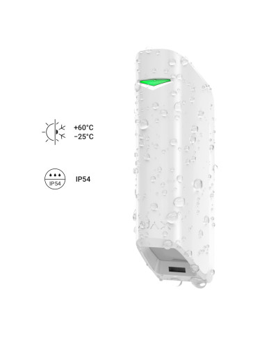 Melns kustību sensors ar elegantu dizainu, paredzēts iekštelpu uzraudzībai un drošībai.