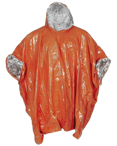 Emergency Poncho, orange, one side aluminium-coated