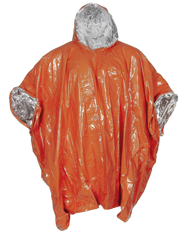 Emergency Poncho, orange, one side aluminium-coated