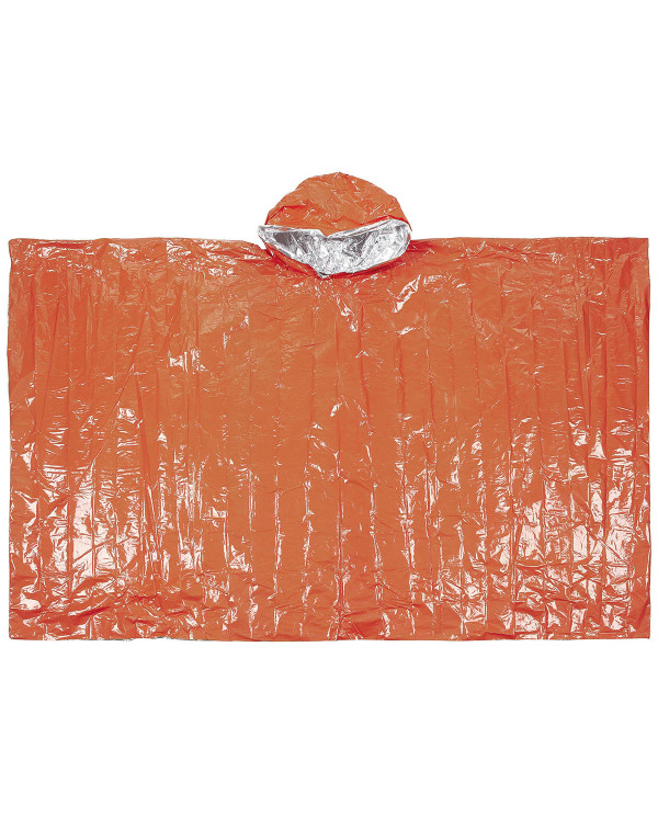 Emergency Poncho, orange, one side aluminium-coated
