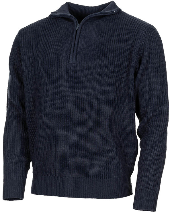 Pullover, "Troyer", navy blue, with zip