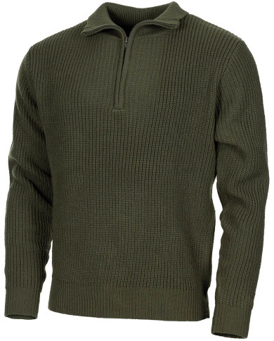 Pullover, "Troyer", OD green, with zip