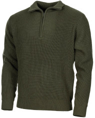 Pullover, "Troyer", OD green, with zip