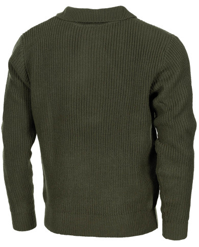 Pullover, "Troyer", OD green, with zip