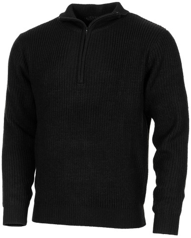 Pullover, "Troyer", black, with zip