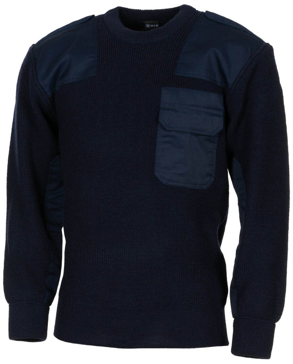 BW Pullover, with chest pocket,  blue