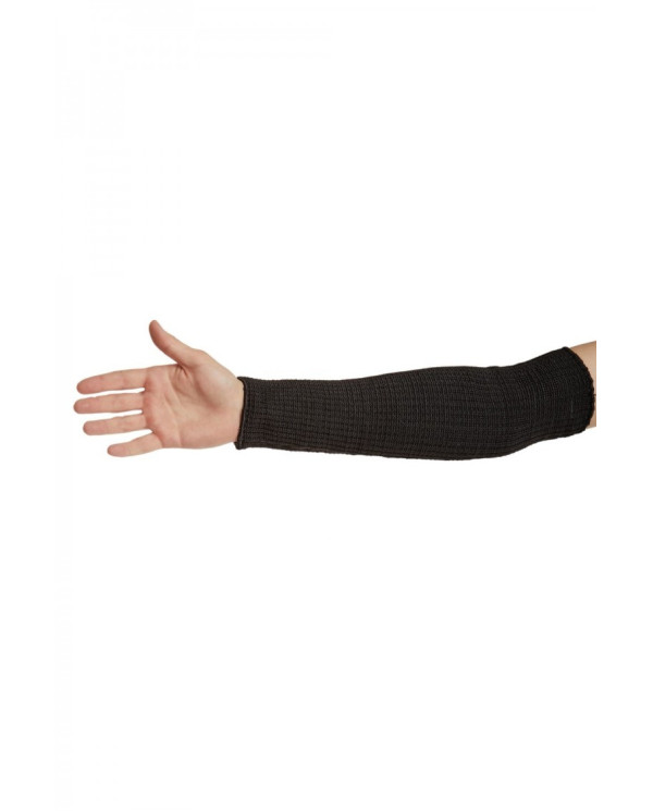 Aizsargcimdi ar griezumu noturīgu materiālu, melnā krāsā, ar elastīgu aproci un ergonomisku dizainu.